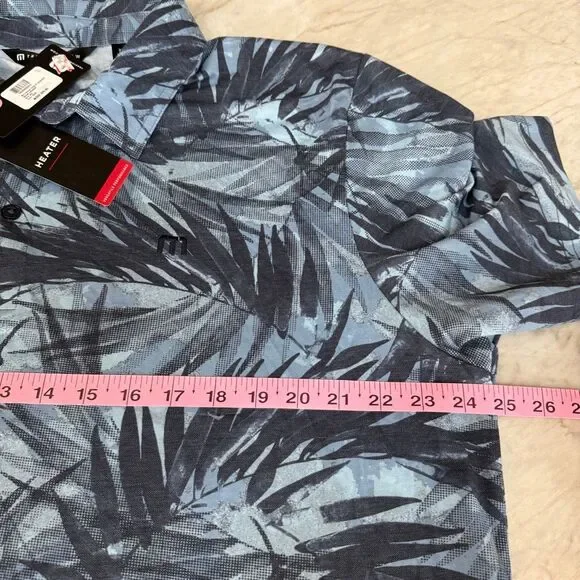 Travis Mathew Mens Forest Reserve Polo in a blue leaf print pattern sz 2XL NWT - Picture 8 of 9